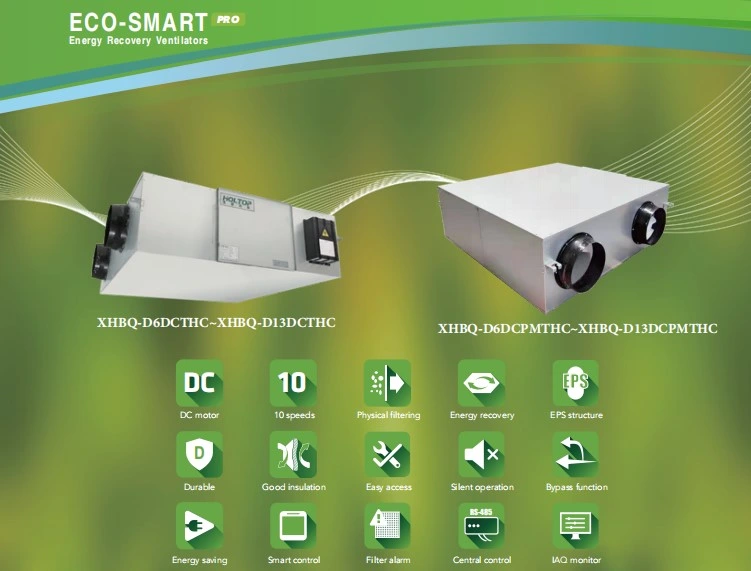 Light Commercial Mechanical Ventilation System Heat Recovery Energy Saving Type Erv/Hrv